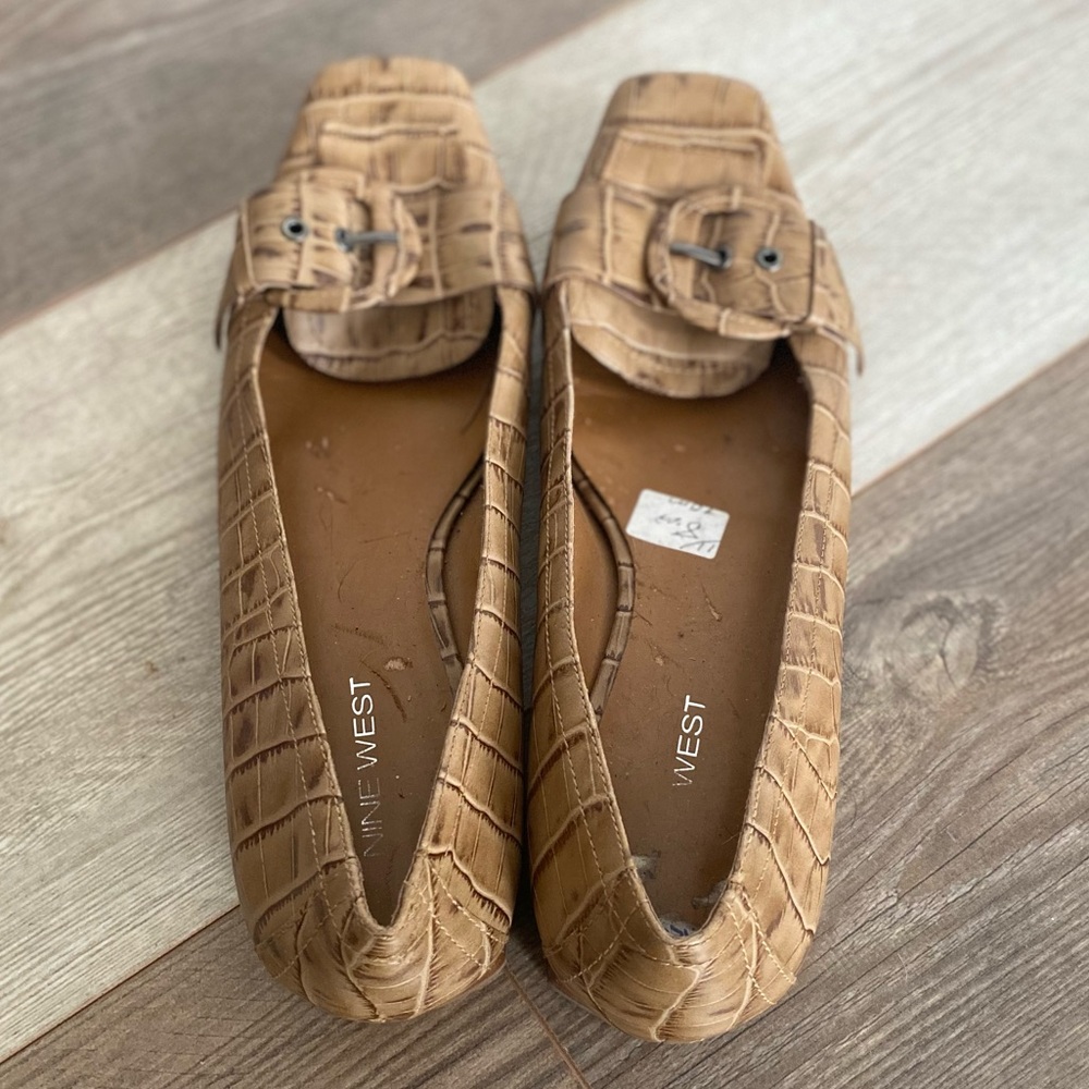 NINE WEST CROCODILE PRINT ABAY FLATS SLIP ON LOAFERS SHOES - Picture 6 of 10